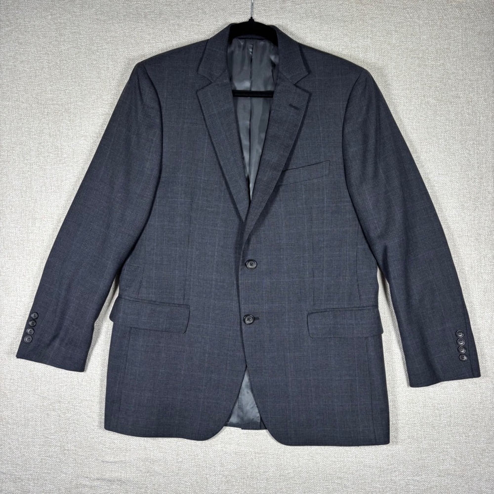 Brooks Brothers 1818 Fitzgerald Suit Jacket 41R Grey Plaid Tollegno Italian Wool